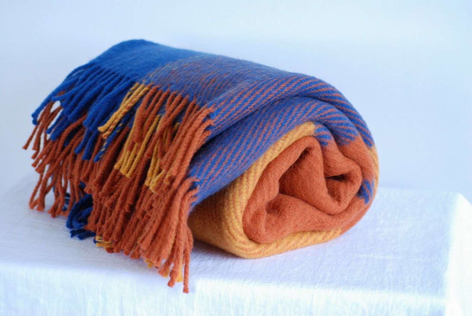 Bright Colorful Warm Wool Blanket Throw, Wool Throw Wrap Blanket Housewarming Gift, 100 Natural