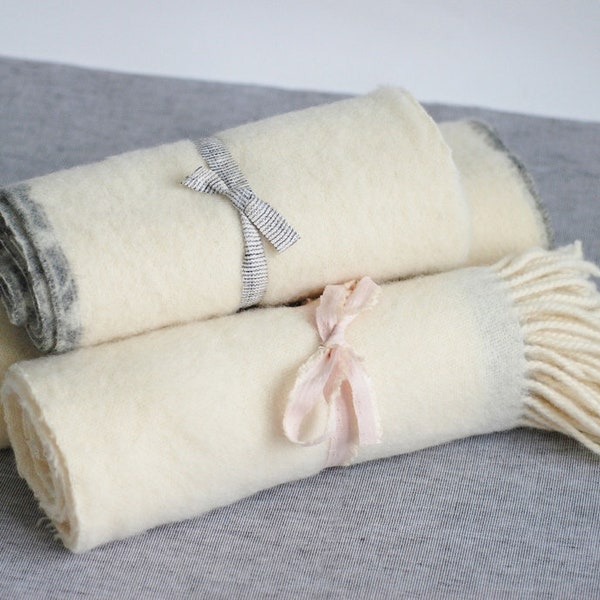 Ivory organic wool remnants, natural wool fabric scraps, wool fabric bundle, ivory white fabric