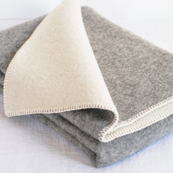 Baby throw wool blanket, natural gray ivory wool baby blanket, warm soft wool throw, gift for new mom, extra cot bed cover
