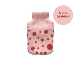 ピンクのウール製湯たんぽカバー - 生理痛緩和ギフト - 子宮内膜症の緩和 - 環境に優しい2Lウォーマー - レイノー病ケアパッケージ