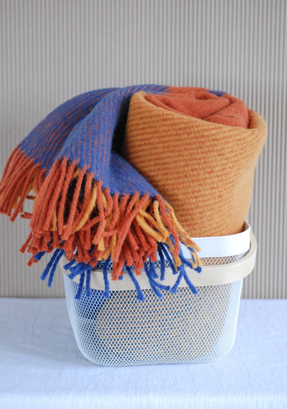 Bright Colorful Warm Wool Blanket Throw, Wool Throw Wrap Blanket