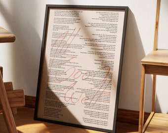 DIGITAL POSTER DOWNLOAD - All Too Well Ten Minute Version Lyrics Script Poster