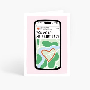 You Make My Heart Race, Strava Running Card, Funny Anniversary Day Card, Runners Anniversary Card, Solemate, A6 Card by Amelia Elwood