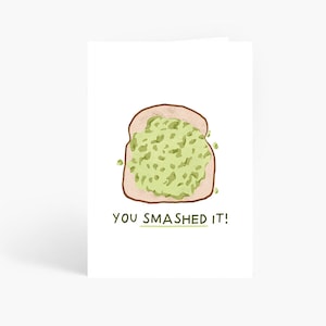 You Smashed It, Funny Results Card, Avocado Card, Exam Results, Passed Exams, GCSEs, A-Levels, Driving Test, A6 Card by Amelia Ellwood