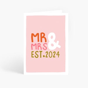 Mr and Mrs Established 2024, Wedding Card, Married in 2024, Just Married, Newly Weds, Married Couple, A6 Card by Amelia Ellwood