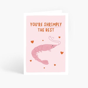 Shrimply The Best Valentine's Day Card, Funny Anniversary Card, Shrimp Pun, A6 Card by Amelia Ellwood