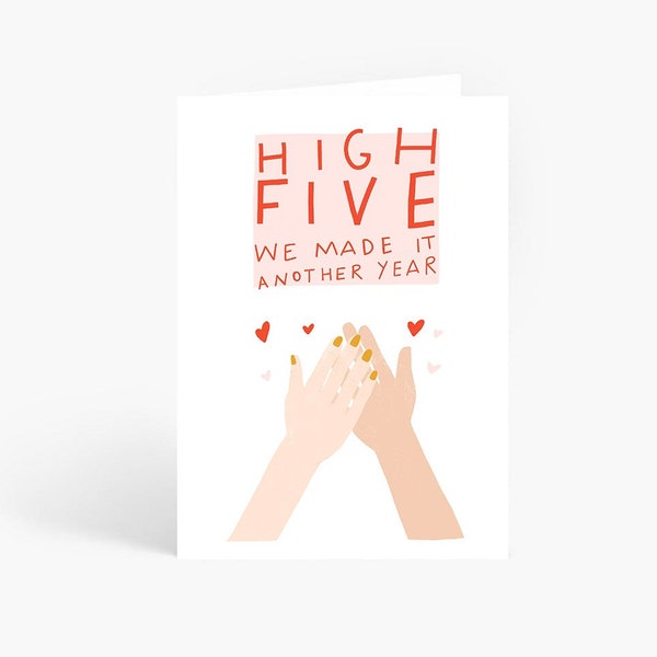 Anniversary Card, High Five We Made It Another Year, Funny Anniversary Card, Wife, Girlfriend, Husband, Boyfriend, A6 Card by Amelia Ellwood