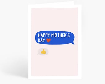 Happy Mother's Day Thumbs Up Card, Funny Mother's Day Card, Mum Text Message, Classic Mum Thumbs Up, A6 Card, by Amelia Ellwood