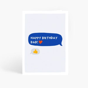 Happy Birthday Dad Thumbs Up Card, Funny Dad Birthday Card, Dad Text Message, Classic Dad Thumbs Up, A6 Card, by Amelia Ellwood image 1