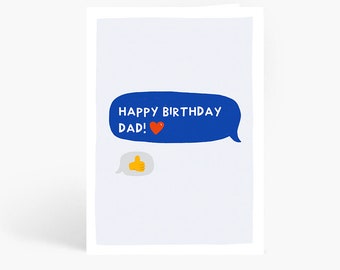 Happy Birthday Dad Thumbs Up Card, Funny Dad Birthday Card, Dad Text Message, Classic Dad Thumbs Up, A6 Card, by Amelia Ellwood