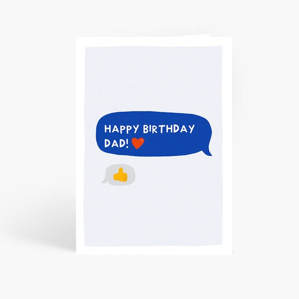 Happy Birthday Dad Thumbs Up Card, Funny Dad Birthday Card, Dad Text Message, Classic Dad Thumbs Up, A6 Card, by Amelia Ellwood