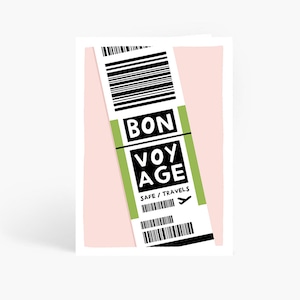 Bon Voyage Luggage Tag Card, Safe Travels, Travelling, You&#39;re Leaving, Bon Voyage, Gap Year, Off On An Adventure, A6 Card by Amelia Ellwood