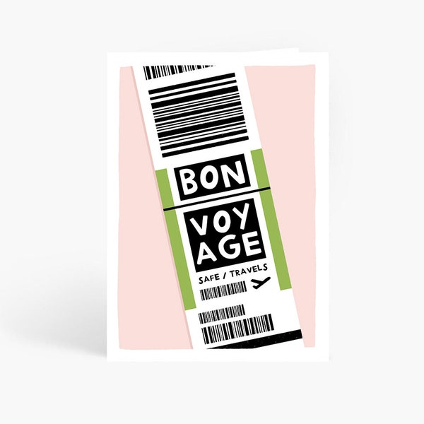 Bon Voyage Luggage Tag Card, Safe Travels, Travelling, You're Leaving, Bon Voyage, Gap Year, Off On An Adventure, A6 Card by Amelia Ellwood