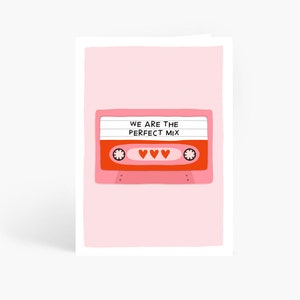 We Are The Perfect Mix Card, Retro Mixtape, Cute Anniversary Card, Boyfriend, Girlfriend, Wife, Husband, A6 Card by Amelia Ellwood