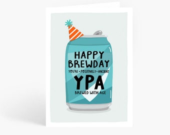 Happy Brewday Card, Funny IPA Beer Birthday Card, Craft Beer Birthday Card, Pale Ale Pun, A6 Card, by Amelia Ellwood