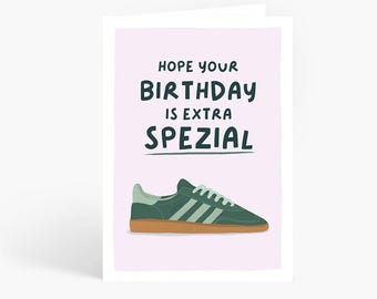 Spezial Birthday Card, Funny Birthday Card, Adidas Spezial Trainers Birthday Card, Gazelle, Samba A6 Card by Amelia Ellwood