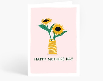 Happy Mother's Day, Sunflower Card, Mother's Day Card, Pretty Card, Best Mum, A6 Card by Amelia Ellwood