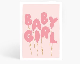 Baby Girl Card, New Baby Girl, It's A Girl, New Baby Card, Congratulations New Baby, Baby Shower, A6 Card by Amelia Ellwood