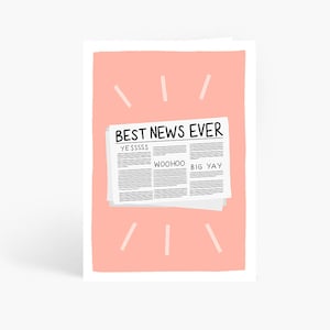 Best News Ever, Funny Congratulations Card, Well Done, Engagement, Graduation, New Job, Passed Exams, Driving Test,A6 Card by Amelia Ellwood