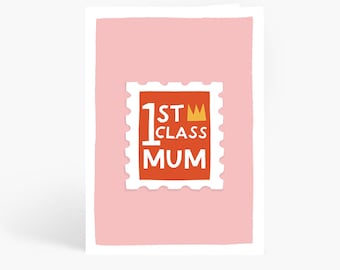 1st Class Mum, Wonderful Mum, Best Mum Ever, Mum Birthday, Mum Card,  Best Mum, Super Mum, A6 Card by Amelia Ellwood