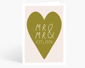 Mr and Mr Est 2026, Gay Wedding Card, Married in 2026, LGBTQ Wedding, MR & MR, A6 Card by Amelia Ellwood