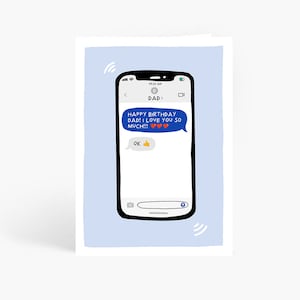 Classic Dad Text Message, Funny Dad Birthday Card, Dad Texts, Dad Thumbs Up, Funny iMessage, A6 Card, by Amelia Ellwood