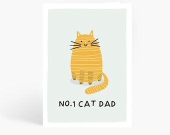 No.1 Cat Dad, Cat Dad, Father's Day Card, From The Cat, Fur Baby Card, Funny Greetings Card, A6 Card by Amelia Ellwood