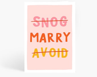 Snog Marry Avoid Card, Funny Wedding Card, You're Married, Marriage Card, Couple Card, Just Married, Newly Weds, A6 Card by Amelia Ellwood