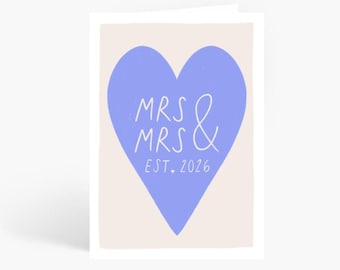 Mrs and Mrs Est 2026, Gay Wedding Card, Married in 2026, LGBTQ Wedding, MRS & MRS, A6 Card by Amelia Ellwood