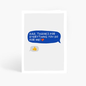 Dad Thumbs Up Card, Funny Dad Birthday Card, Dad Text Message, Classic Dad Thumbs Up, Funny iMessage, A6 Card, by Amelia Ellwood