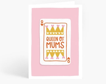 Queen of Mums, Best Mum Ever, Mum Birthday Card, Mum Card, Mum Birthday, Best Mum, A6 Card by Amelia Ellwood