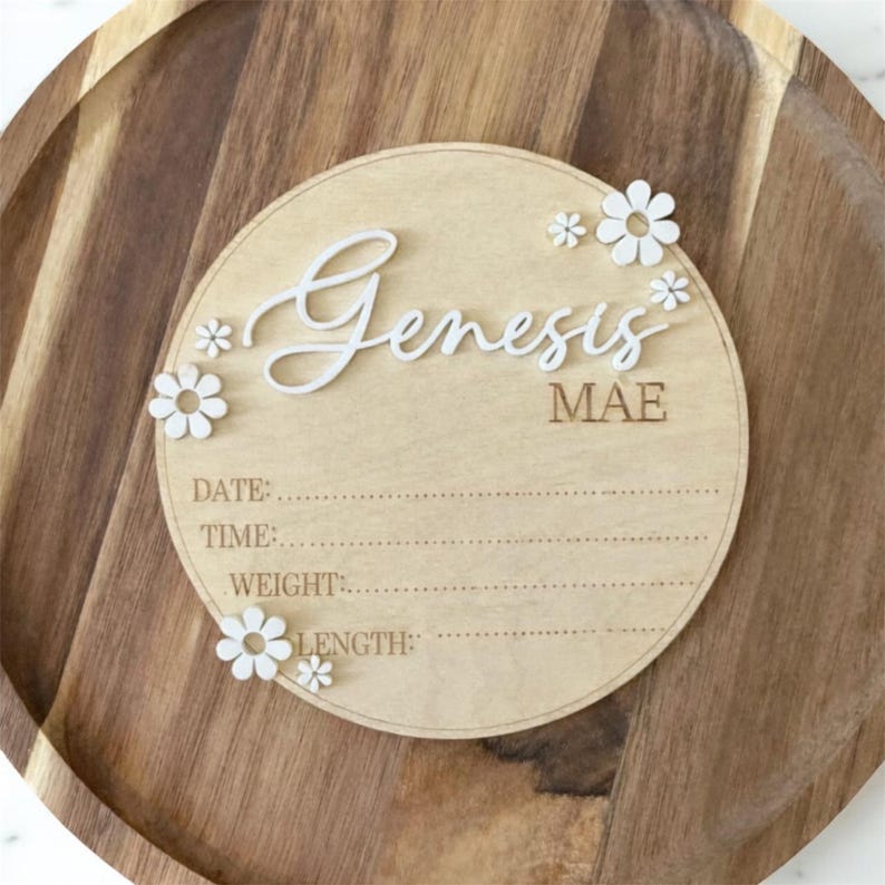 Personalized Baby Birth Announcement Sign | Custom Wooden Name Plaque ...