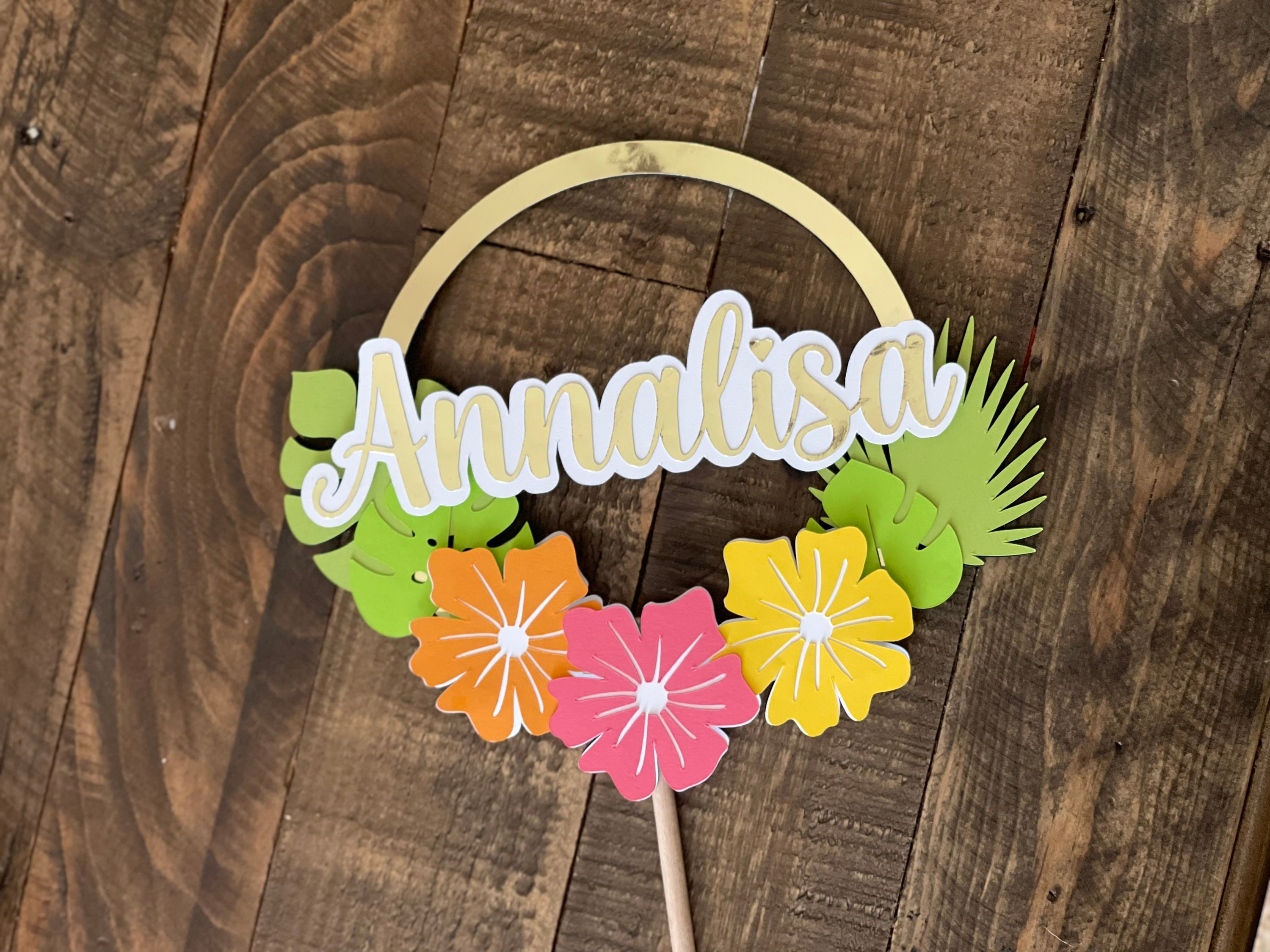 Luau Party Cake Topper Floral Cake Topper