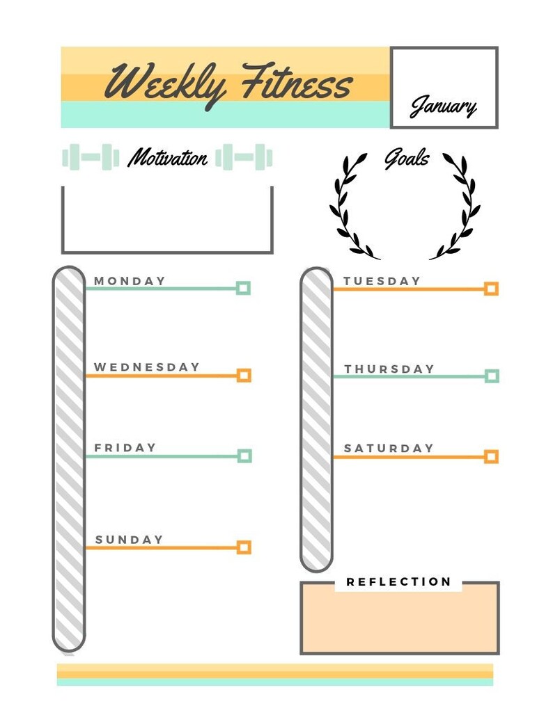 Weekly Fitness Journal Printable | Etsy