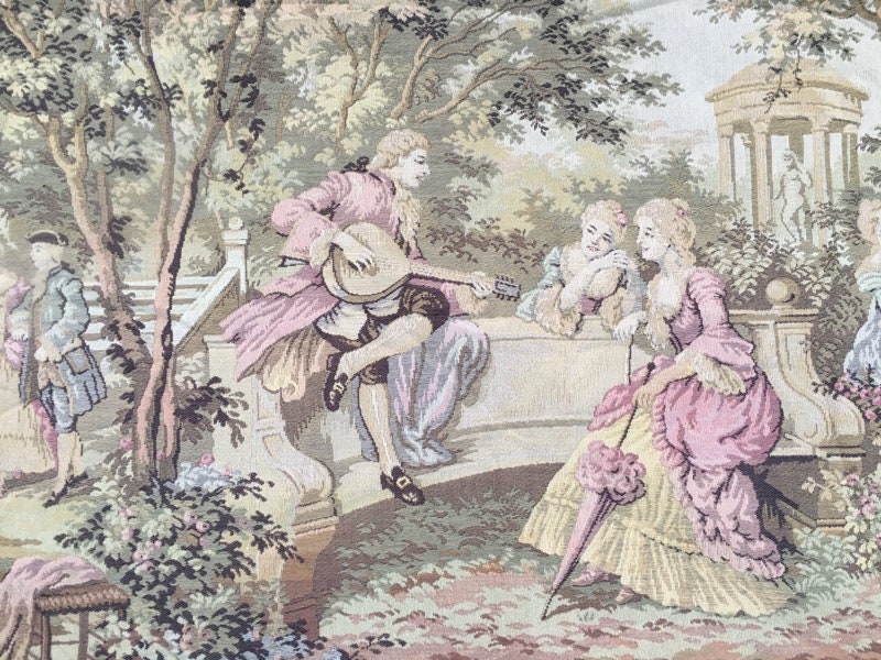 Tenture murale en tapisserie de perles faite main - Art des gobelins brodé (37,7 x 29,5 po.) - France Tenture murale en tapisserie de perles faite main - Art des gobelins brodé (37,7 x 29,5 po.) - France