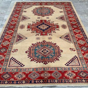 Vintage Afghan Handmade Caucasian Kazak Rug, Oriental Rug, Rug for Bedroom, Wool Rug, Traditional Handwoven Kazak Rug, 274 x 171 cm