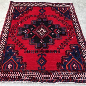6x5 Vintage Afghan Rug Turkish Rug Hand Knotted Rug Floor Rug Boho Rug Afghan Kilim Wool kilim Rug Tribal rug Nomadic Area Rug 198 x 154 cm