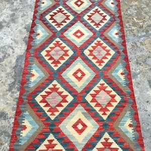 Runner Rug, Afghan Kilim, Handwoven Kilim Turkish Kilim Hallway Runner 2x7 Rug Kitchen Runner Rug Long Runner Wool kilim Rug 199 x 71 cm