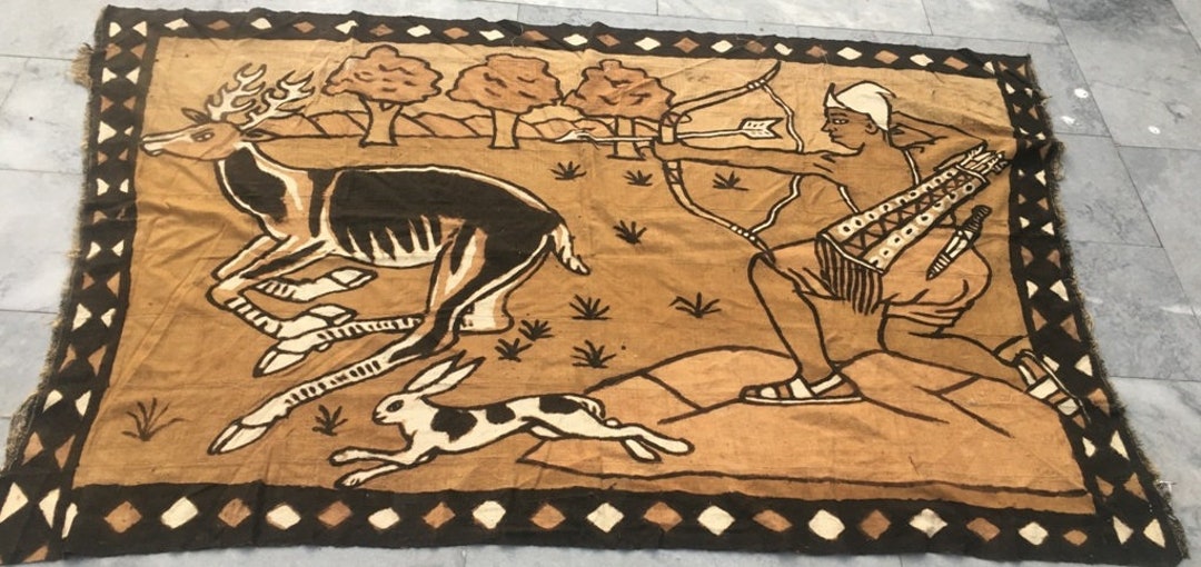 Antique African Tapestry, Hand Painting, Pictorial Tapestry, Wall