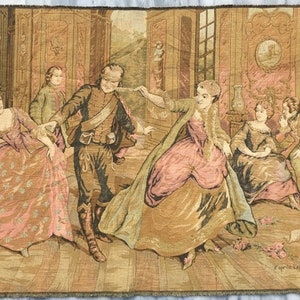 Vintage French Tapestry: Medieval Pictorial Wall Hanging (86 x 62 cm)