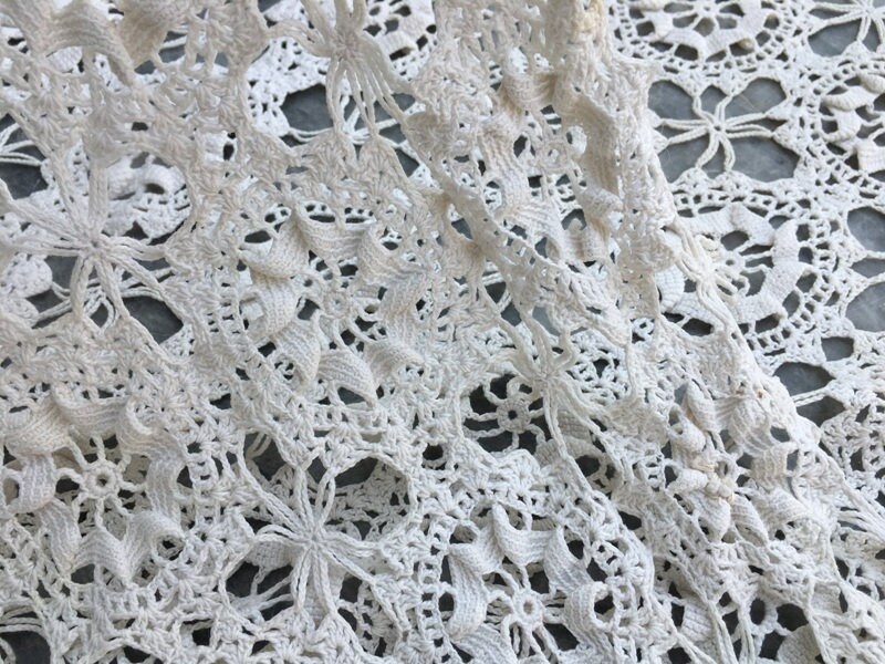 3x6 Vintage White Large Crochet Table Cloth Floral Table Cover - Etsy