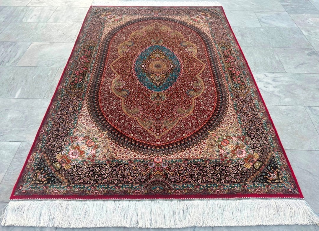 Floral Silk Persian Rug, Luxury Bedroom Decor (5'10X3'11) - Etsy
