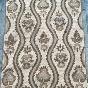 French Aubusson Rug, 2x3 Rugs, Handmade Rug, Area Rug, Vintage Rug, Needlepoint Rug, Wool Kilim Rug, Floral Rug, Oriental Rug, 80 x 58 cm