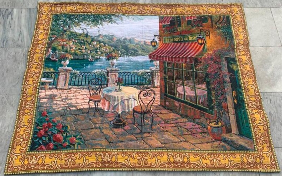 Tapis Mural Vintage Français Floral - 2x2ft, 100% Coton, Déco Chambre Bohème