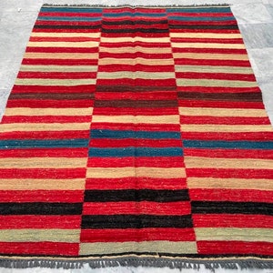 Area Rug Handwoven Kilim Traditional Rug 5x7 Afghan kilim Living Room Rug Floor Rug Stunning Kilim Modern Rug Wool Kilim Rug 199 x 150 cm