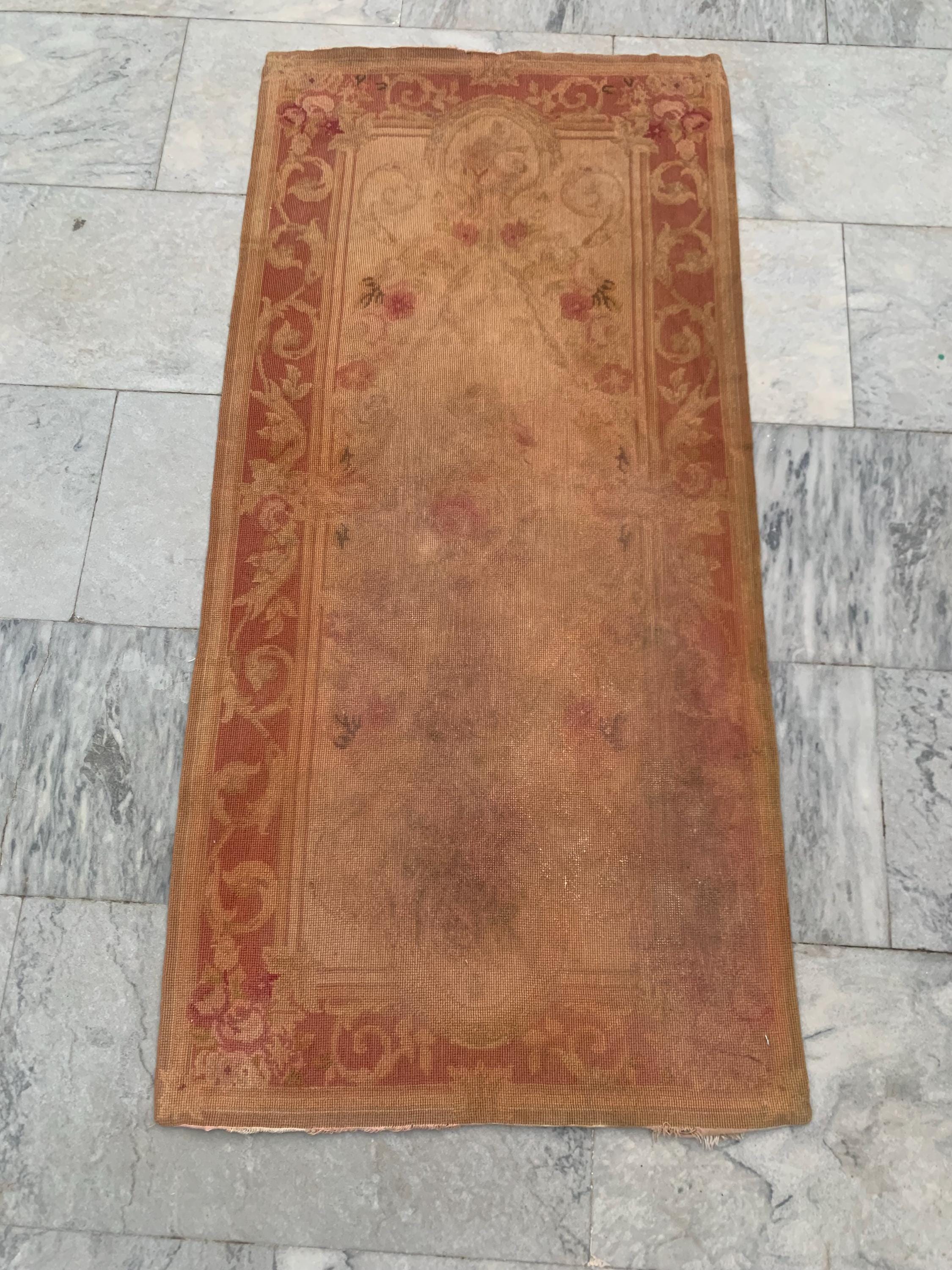 Antique Aubusson Needlepoint Rug: 2x4 Handmade French Tapestry - Etsy