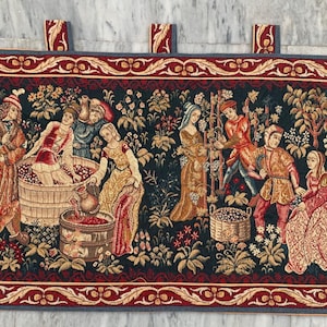 2x3 Französischer Wandteppich, Wandteppich, Wandbehang, Wandbehang, 105 x 58 cm, Vintage Wandteppich