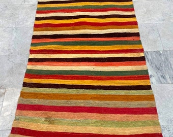 Alfombra Kilim afgana tejida a mano: alfombra tradicional de lana (90 x 180 cm)