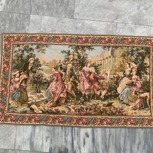 2 x 3 Frans tapijt, vintage tapijt, bloementapijt, wandtapijt religies, wandtapijt, tuintapijt, wandtapijt / wandkleed, 105 x 70 cm