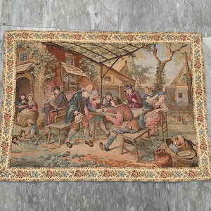 2 x 3 Frans tapijt, vintage tapijt, bloementapijt, religies tapijt, tuintapijt, wandtapijt voor huisdecoratie, 95 x 72 cm